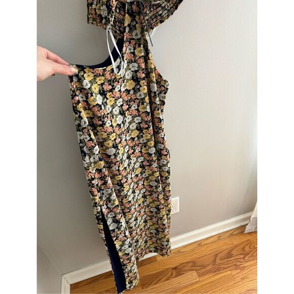 NWT Lulus It's a Perfect Pick Navy Blue Floral Print Cutout Maxi Dress Women’s L - Picture 7 of 10